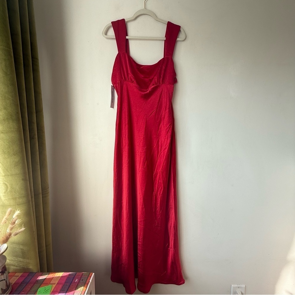 Princess Polly Radioactive Red Satin Bias Cut Maxi Dress 10 NWT